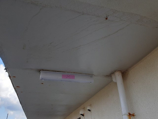 軒天に設置されている照明